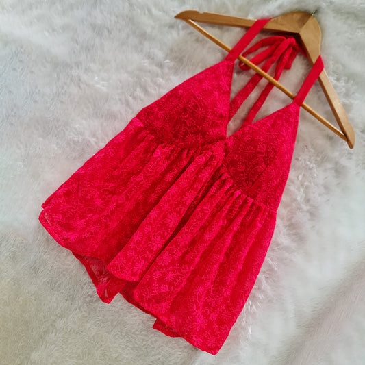 Chikan Halter Neck Chiffon Padded Top