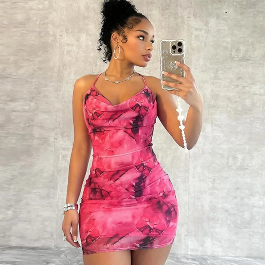 Backless Halter Neck Mini Bodycon Dress