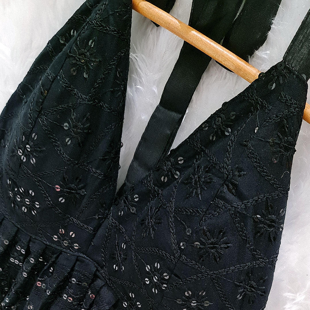 Chikankari Chiffon Padded Halter Neck Top