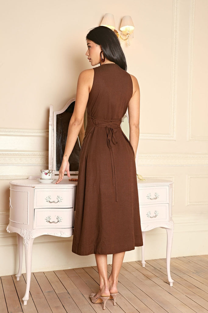 Farmwife Linen Dress Choco