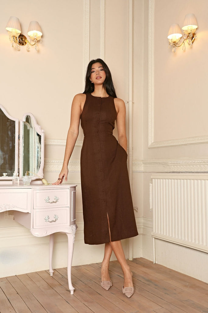 Farmwife Linen Dress Choco