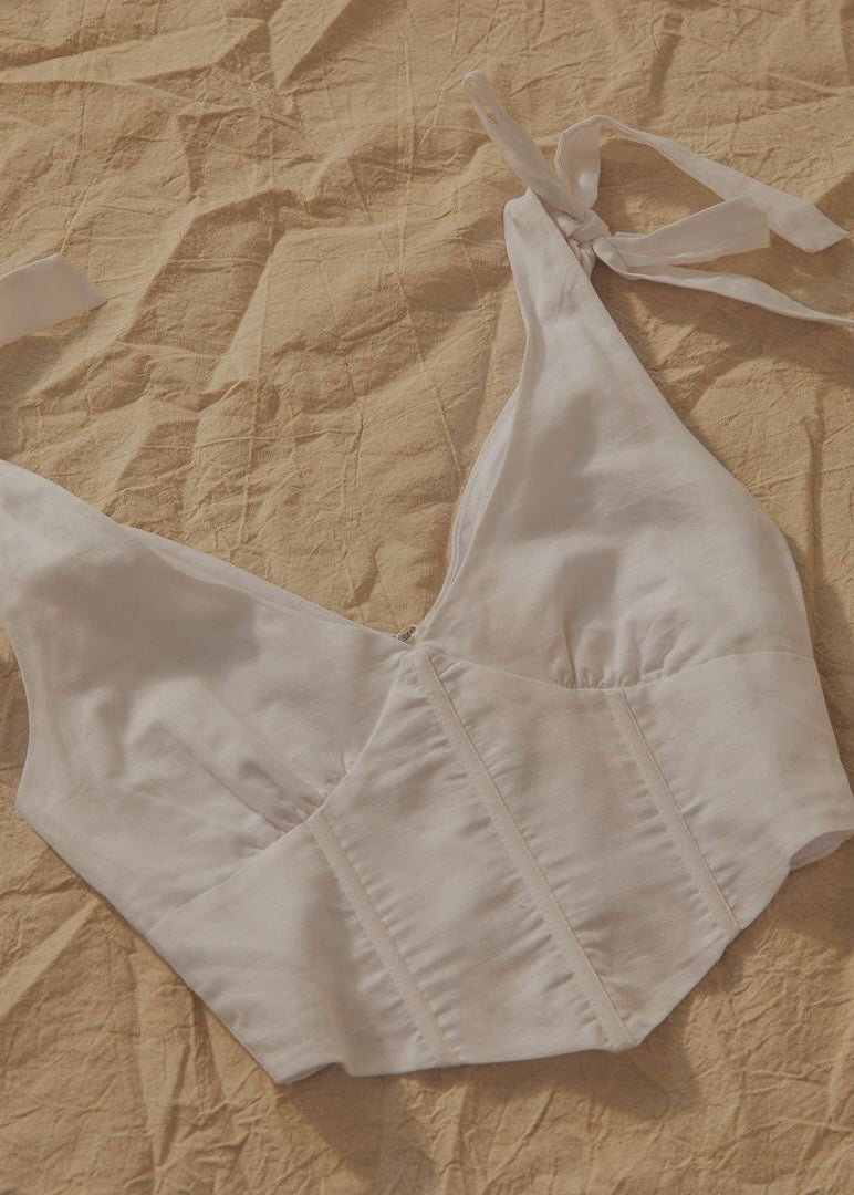 Bow Corset Top In White