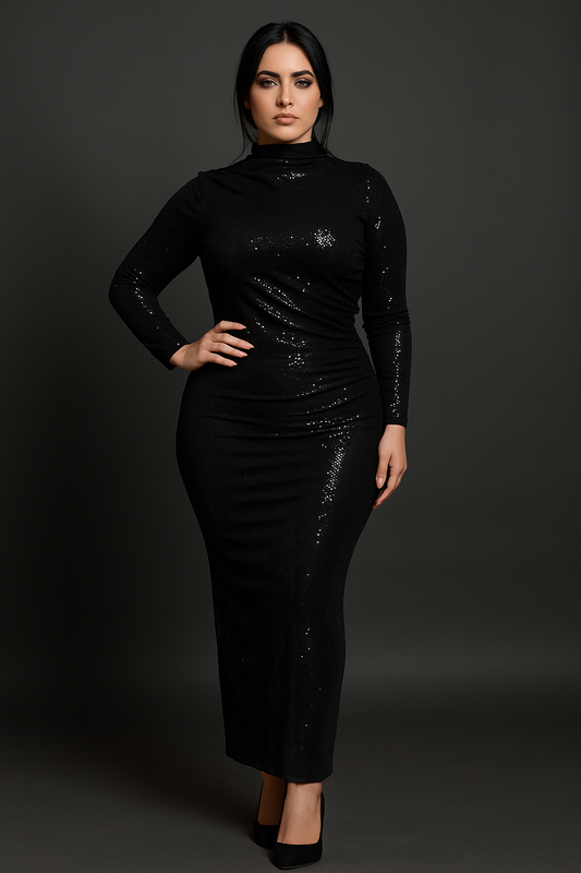 The Noir Elegance Sequin Gown Dress