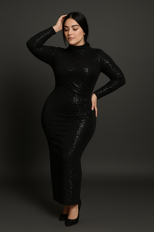 The Noir Elegance Sequin Gown Dress