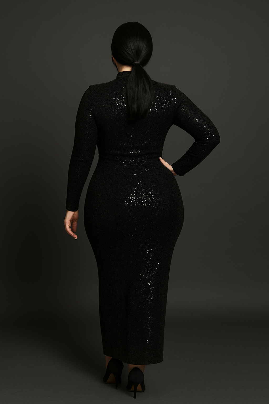 The Noir Elegance Sequin Gown Dress