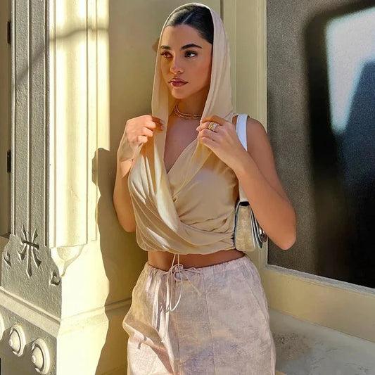 Hooded Sleeveless Crop Top