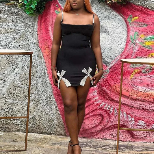 Rhinestone Work Sleeveless Mini Dress