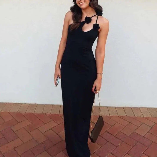 Hollow Out One Shoulder Maxi Dress