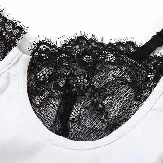 Lace Patch Work Sleeveless Crop Top