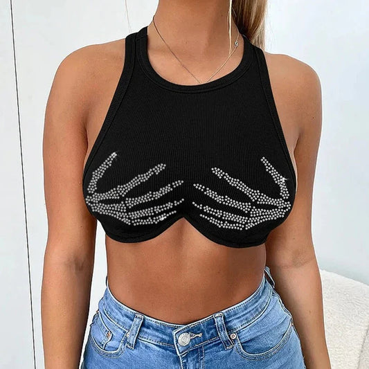 Drill Sleeveless Tank Crop Top