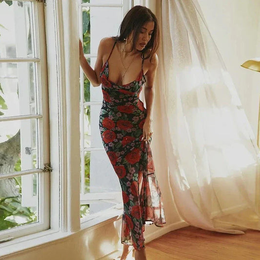 Floral Printed Sleeveless Maxi Dress