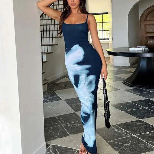 Floral Printed Sleeveless Long Maxi Dress