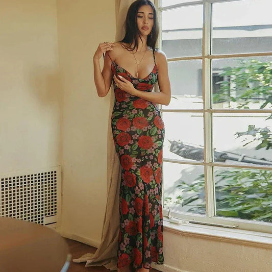 Floral Printed Sleeveless Maxi Dress