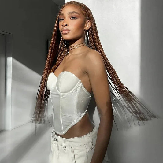 White Sleeveless Tube Corset Top