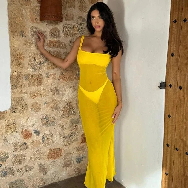 Sheer Bodycon Sleeveless Beachwear