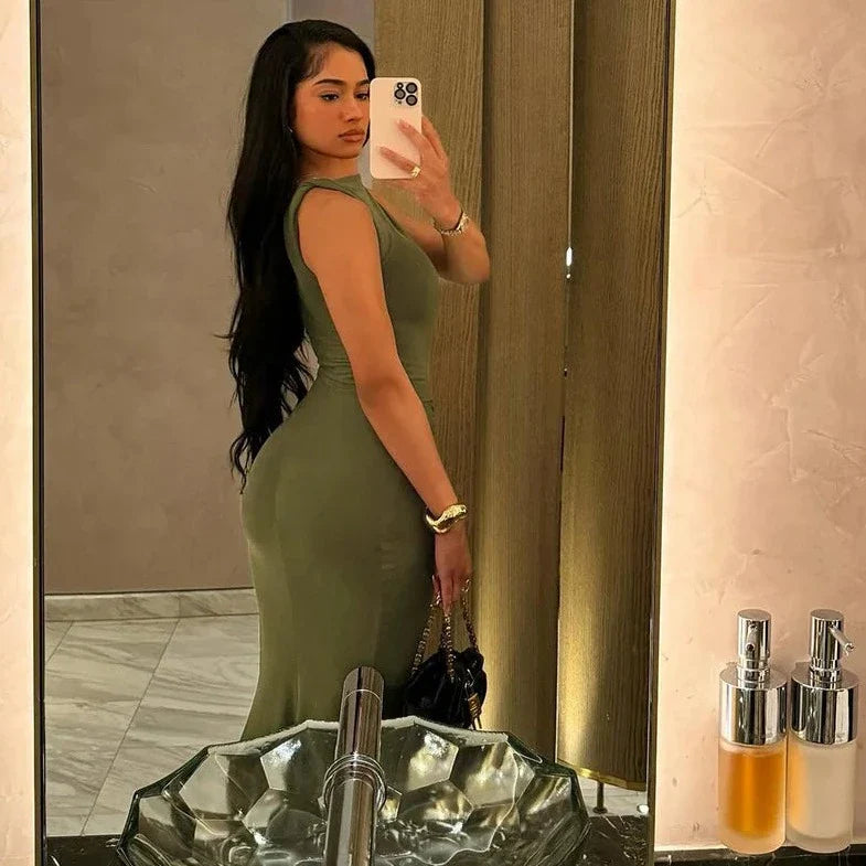 Sleeveless Long Pleated Maxi Dress