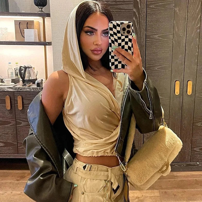 Hooded Sleeveless Crop Top