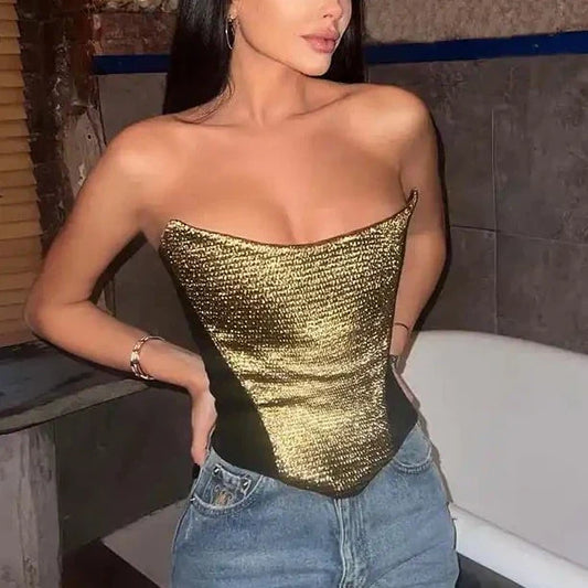 Colour Contrast Sleeveless Tube Top