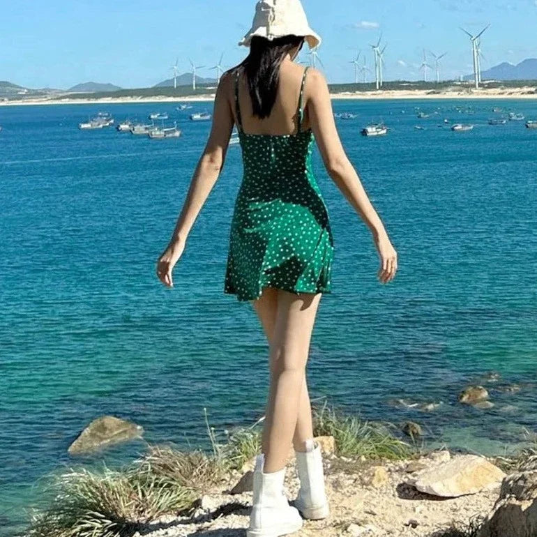 Green Casual Sleeveless Mini Dress