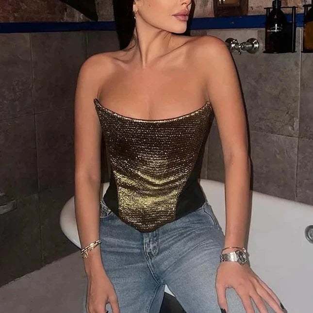 Colour Contrast Sleeveless Tube Top