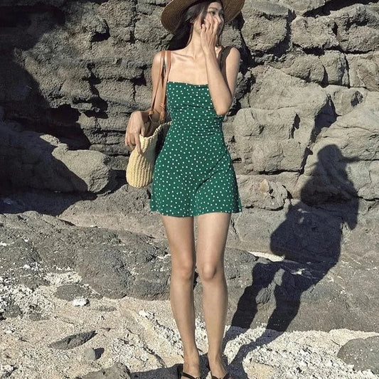 Green Casual Sleeveless Mini Dress