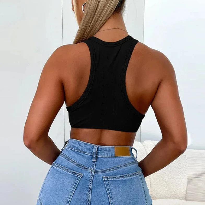 Drill Sleeveless Tank Crop Top