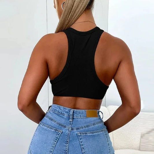 Drill Sleeveless Tank Crop Top