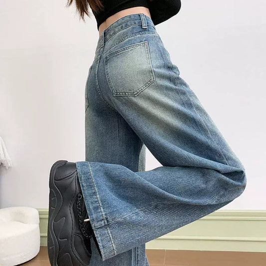 Midnight Rhinestone Wide-Leg Jeans