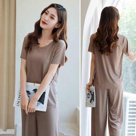 Soft Ice Silk Two Piece Set