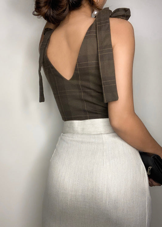 Checkered Bow Corset Top