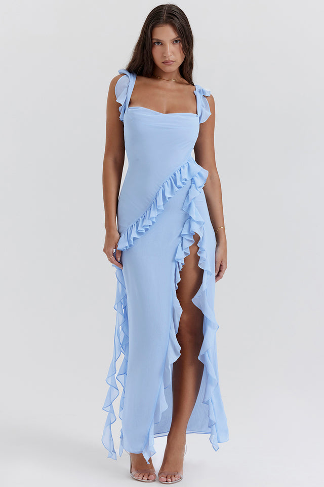 Soft Blue Ruffle Maxi Dress – Admire me