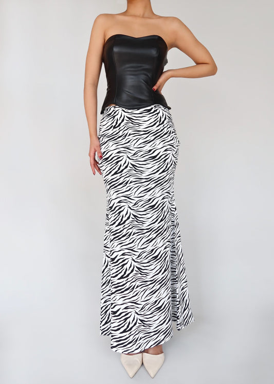 Zebra Print Long Skirt