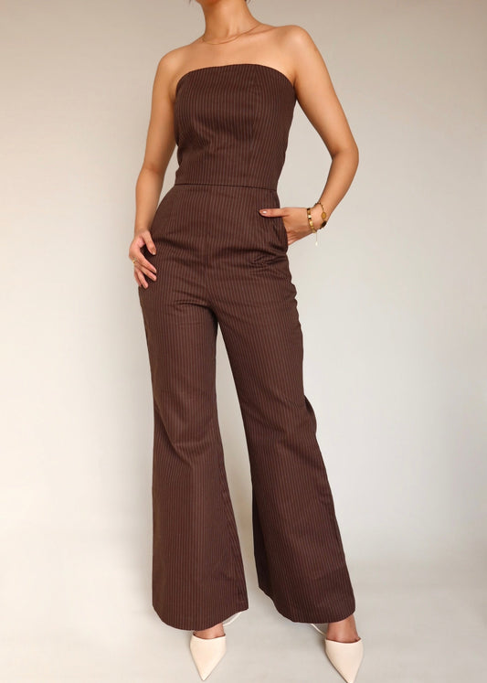 Pinstripe Wide Leg Jumpsuit