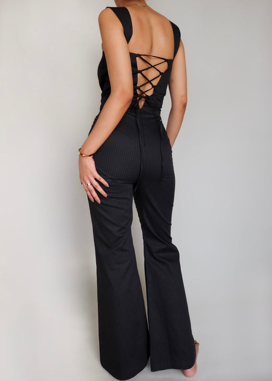 Pinstripe Black Jumpsuit