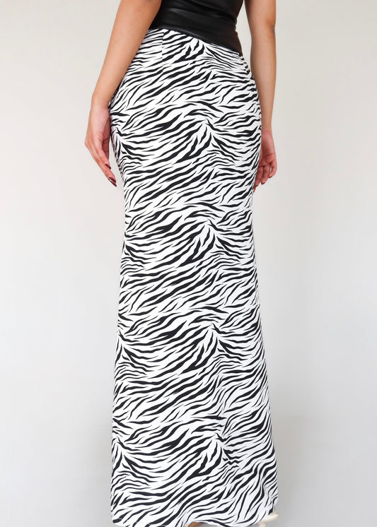 Zebra Print Long Skirt