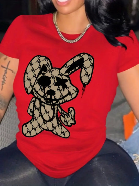 Rabbit Print Crew Neck T-shirt