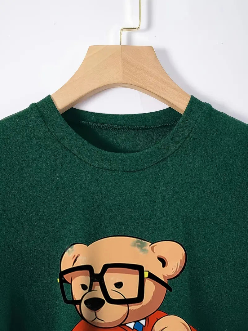 Womens Bear Print Graphic T-Shirt