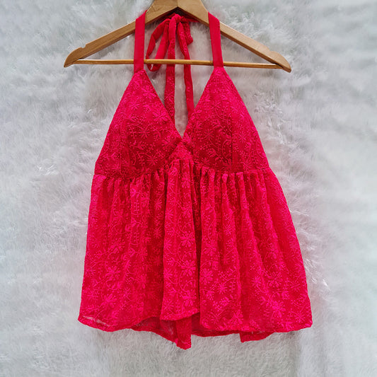 Chikan Halter Neck Chiffon Padded Top