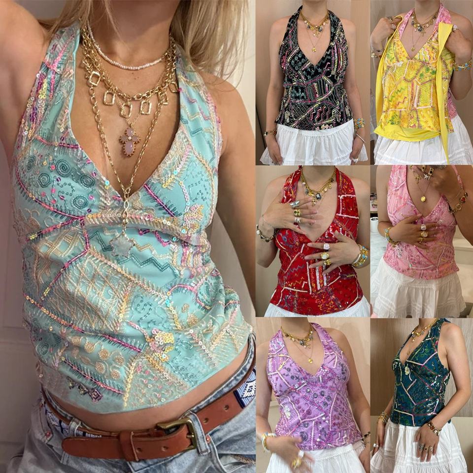 Ibiza Sequin Halter Neck Tops