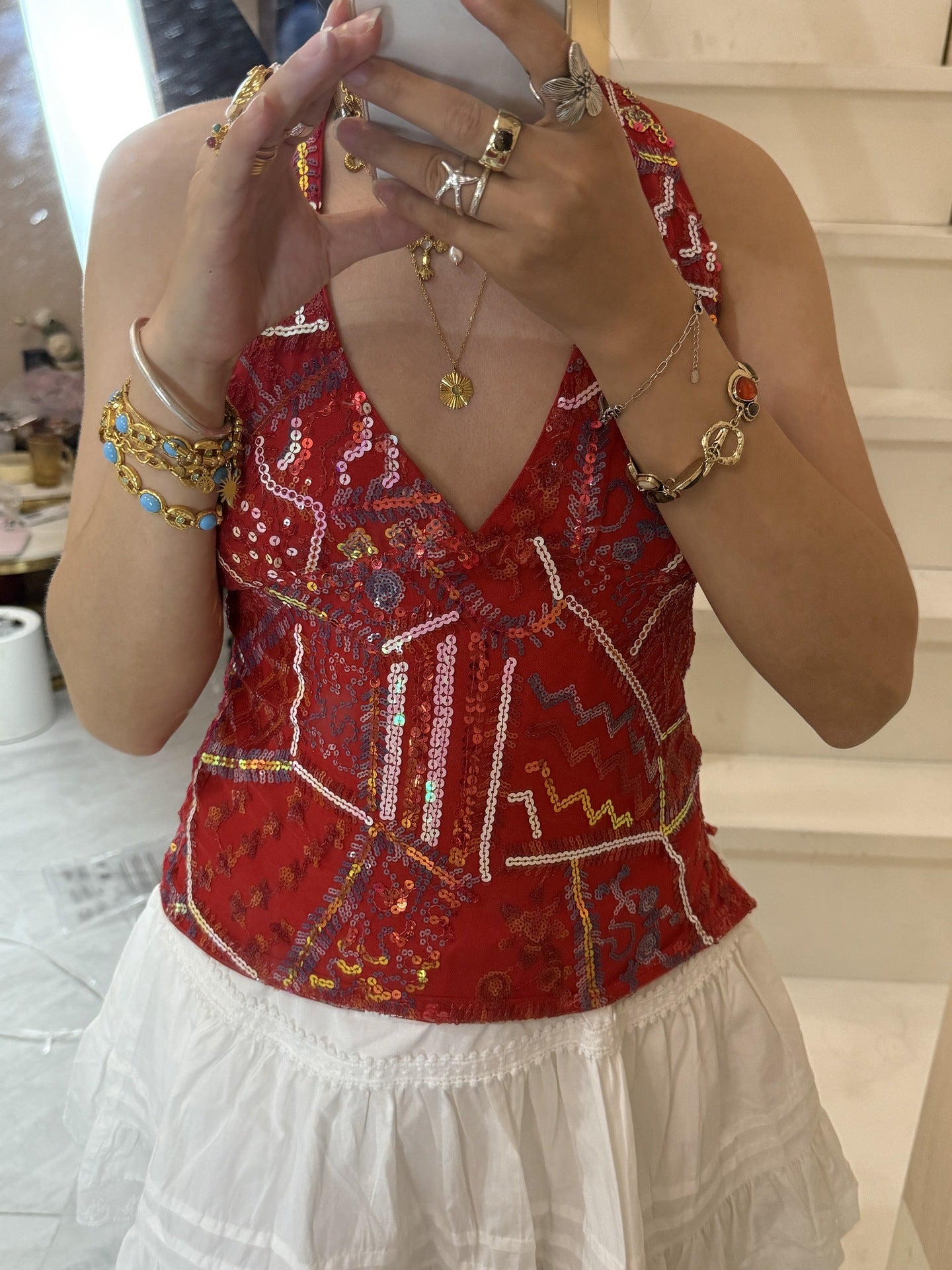 Ibiza Sequin Halter Neck Tops