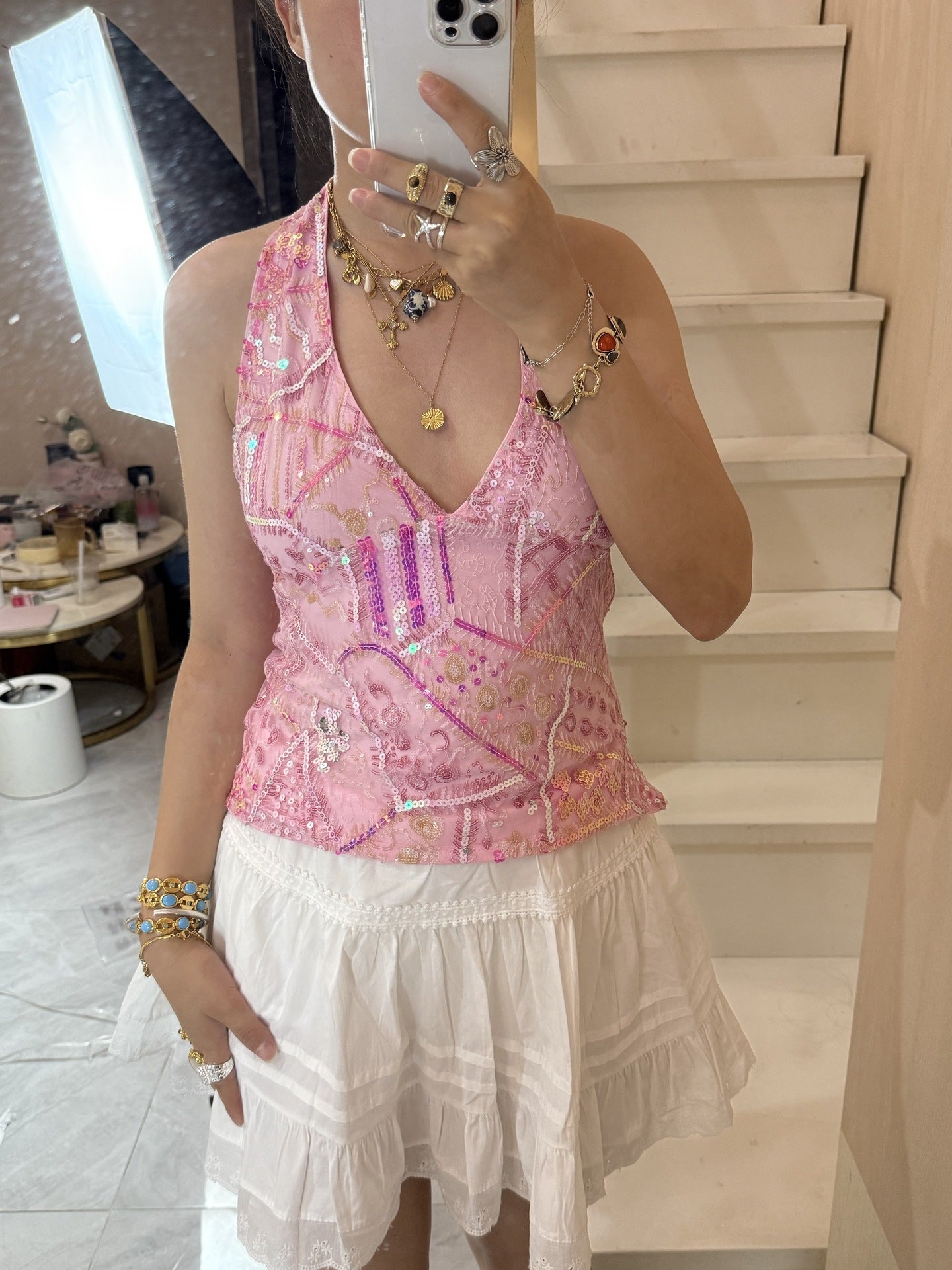 Ibiza Sequin Halter Neck Tops