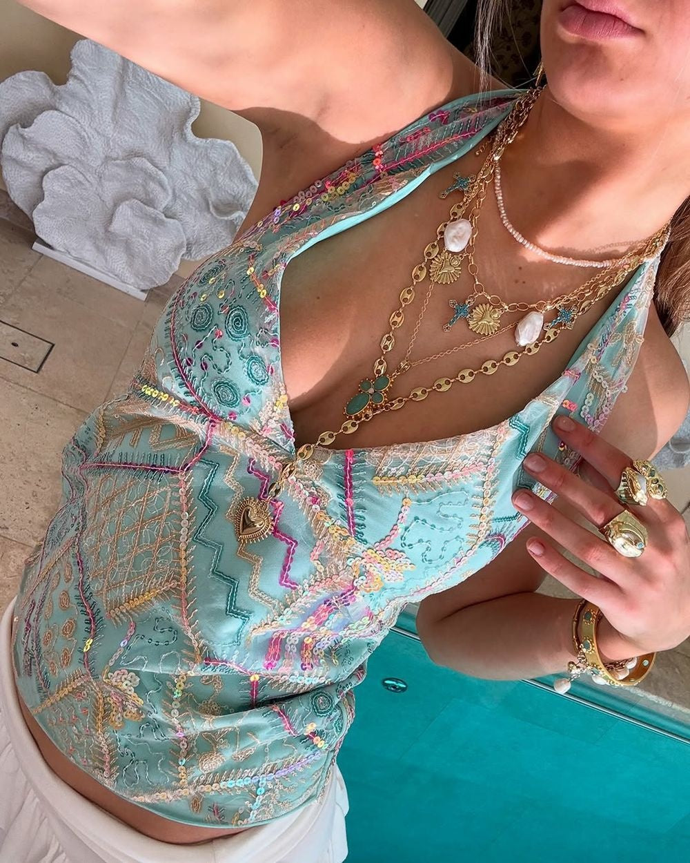 Ibiza Sequin Halter Neck Tops