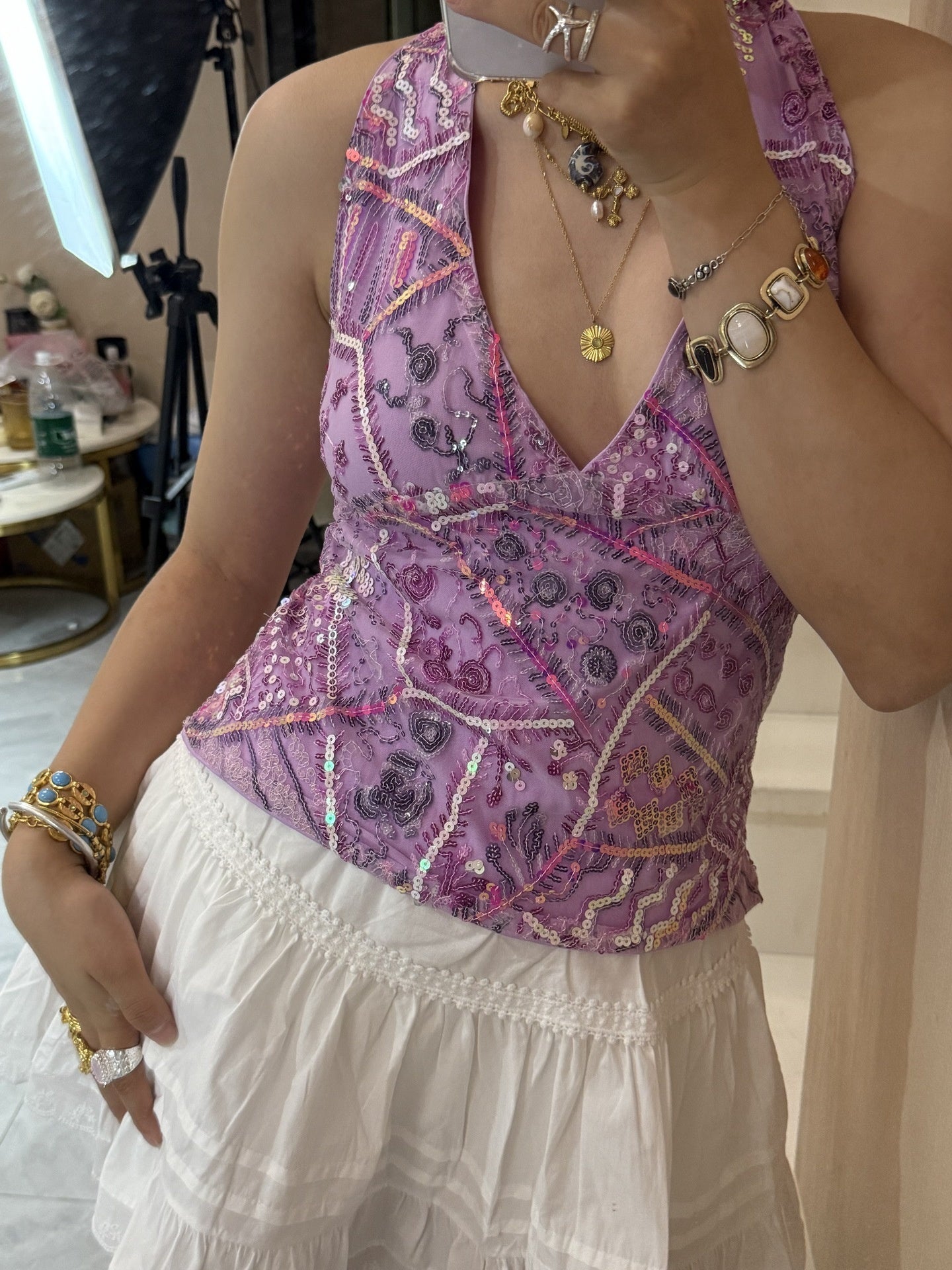 Ibiza Sequin Halter Neck Tops