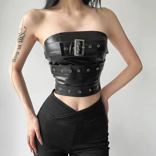 PU Leather Vest Tube Top