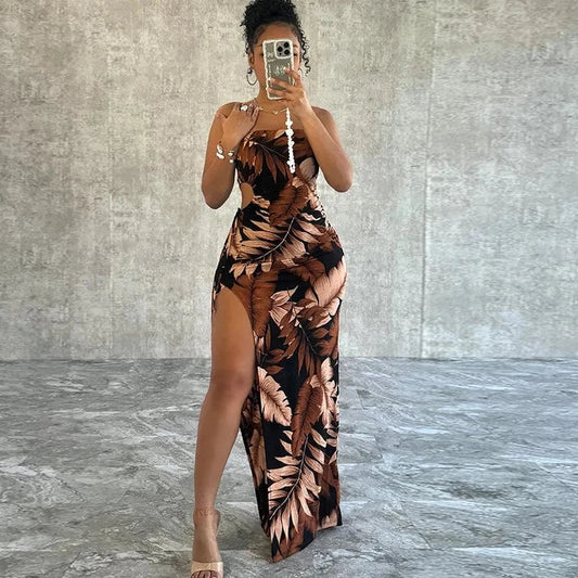 Tube Hollow Out Slit Cut Bodycon Dress