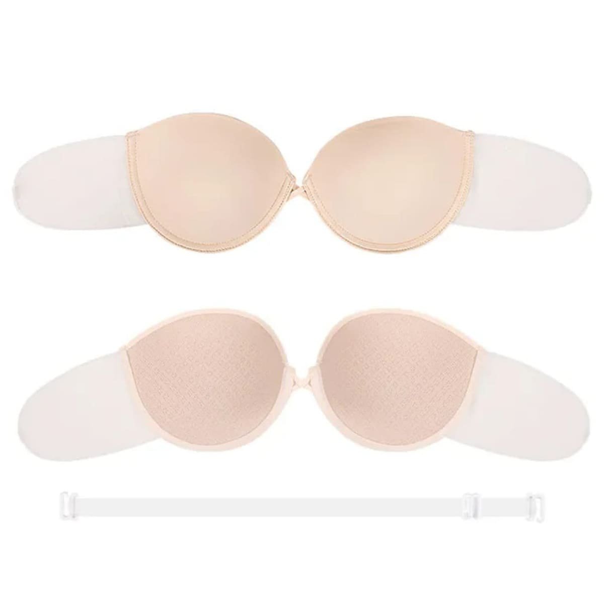 Invisible Essentials Women's Underwired Push Up Sticky Bra Transparent Back Strap Black