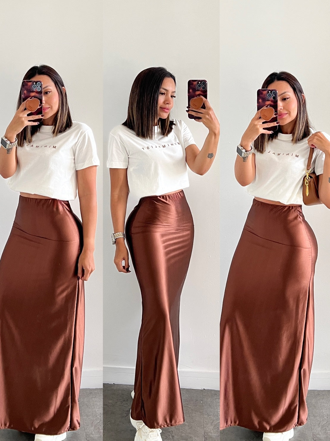 Aura Satin Long Skirt