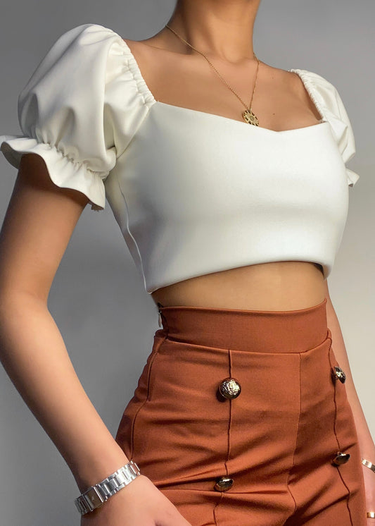 Pearl White Puff Top