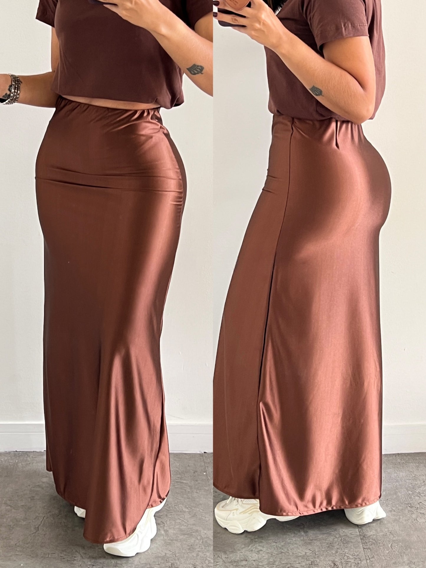 Aura Satin Long Skirt