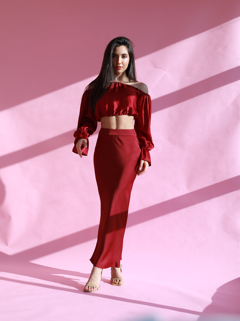 The Flatterer Skirt Red Wine Dress